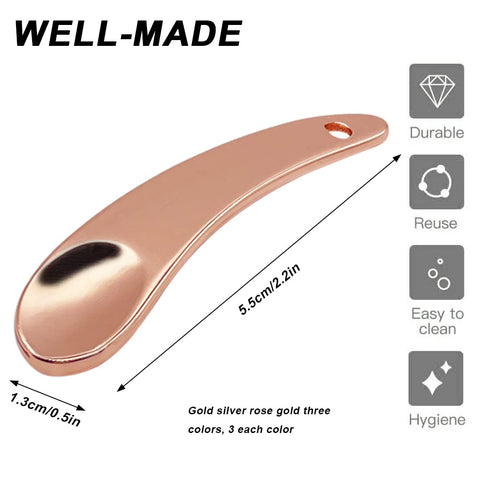 9 Pack Metal Cosmetic Spoon, Skincare Spatula, Beauty Scoop Spoon Spatula, Reusable Crescent Shape Spoon, for Home Salon,Facial,Mini Eye Cream Applicator,Makeup Mixing Stick(Gold, Silver, Rose Gold)