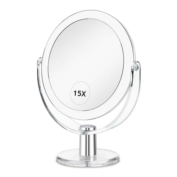 Vanity Mirror Makeup Mirror with Stand, 1X/15X Magnification Double Sided 360 Degree Swivel Mirror