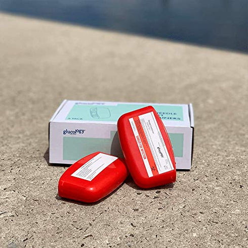 3 Pack Glucology Red Sharps Bins - Durable 80ml Biohazard Needle Disposal Containers for Medical Waste