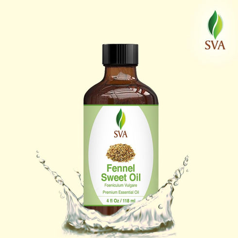 SVA Sweet Fennel Essential Oil, 4 Fl Oz, 100% Natural Fennel Oil for Diffuser, Hair Care, Skin Care, Aromatherapy,