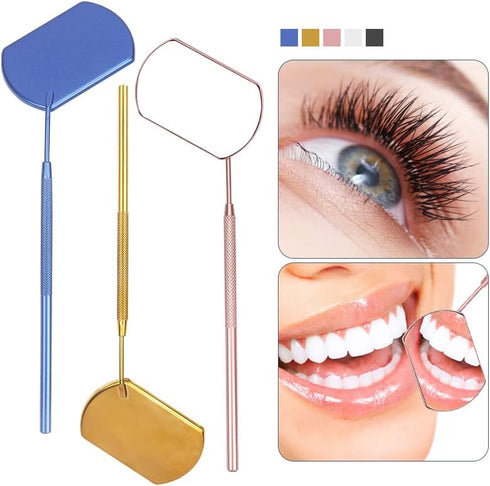 Lash Mirror for Eyelash Extensions - Stainless Steel Makeup Tool for False Lashes & Adhesives - Professional Supplies