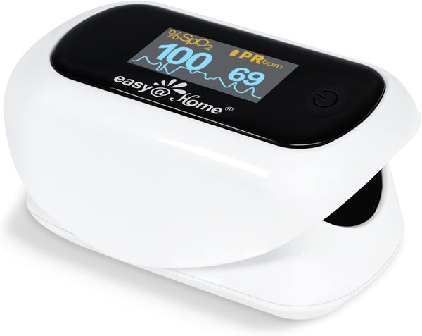 Easy@Home Fingertip Pulse Oximeter SpO2 Blood Oxygen Saturation Meter with Heart Rate Monitor and Carrying Package