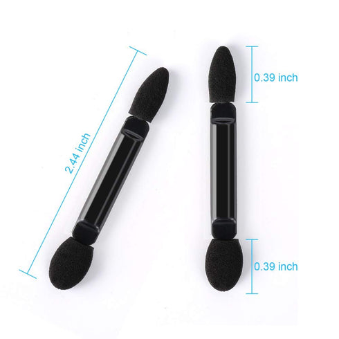 Professional Double Head Eyeshadow Brushes Cosmetic Tool 50 Pcs Disposable Dual Sides Eyeshadow Sponge Brushes Makeup Applicator, (Size: 2.44 inch, Color: Black)