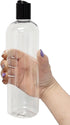 ljdeals 16 oz Clear Plastic Bottles with Black Disc Top Caps, Squeezable Refillable Containers, Pack of 2, BPA Free
