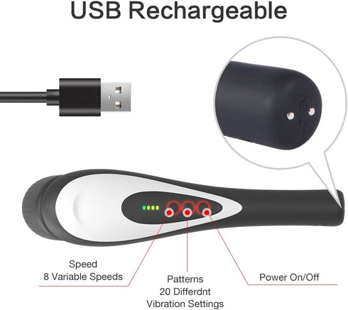Rechargeable Personal Hand Held Deep Tissue Vibrating Massager for Muscles, Back, Foot, Neck -Cordless Electric