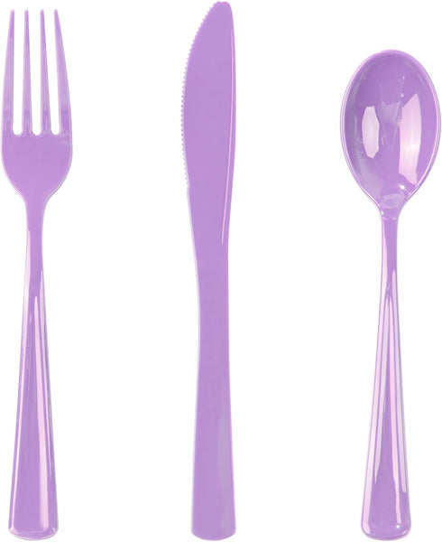 WDF 160 Piece Purple Plastic Silverware - Heavy Duty Includes 80 Forks, 40 Spoons, 40 Knives, Lavender Utensils for