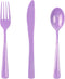 WDF 160 Piece Purple Plastic Silverware - Heavy Duty Includes 80 Forks, 40 Spoons, 40 Knives, Lavender Utensils for