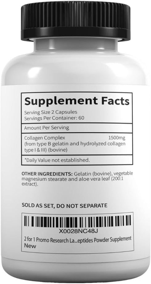 Research Labs 2 for 1 Promo - 240 Collagen Pills, 6000 mg Grass Fed Anti-aging Support for Skin, Joints, Hair & Nails