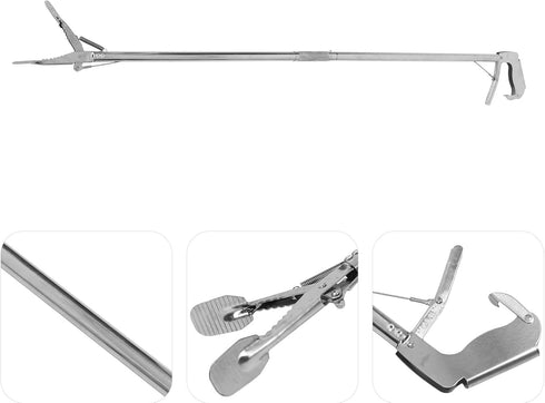 HAMPPLIES 118cm Foldable Stainless Steel Grabber Tool with Clamp Long Reacher Aid for Elderly and Disabled Patients