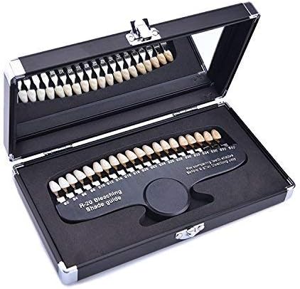 SEVENLASH Professional 3D R-20 Teeth Whitening Shade Guide with Mirror, Classical Tooth Bleaching