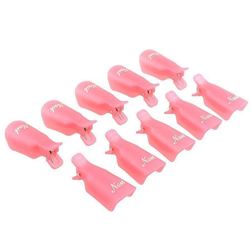 KINGMAS 10 Pcs Gel Nail Polish Remover Clips - Plastic Acrylic Nail Art Soak Off Wrap Cleaner Cap Clips