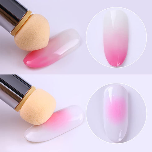 SILPECWEE 1Pc UV Gel Nail Gradient Sponges Pen with 16Pcs Replaceable Sponge Heads for Nail Design Tools