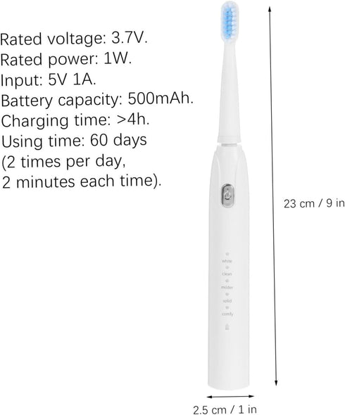 Mikinona Electric Toothbrush with Five Speed Vibration USB Rechargeable Built in Battery Soft Bristle for Deep Cleaning