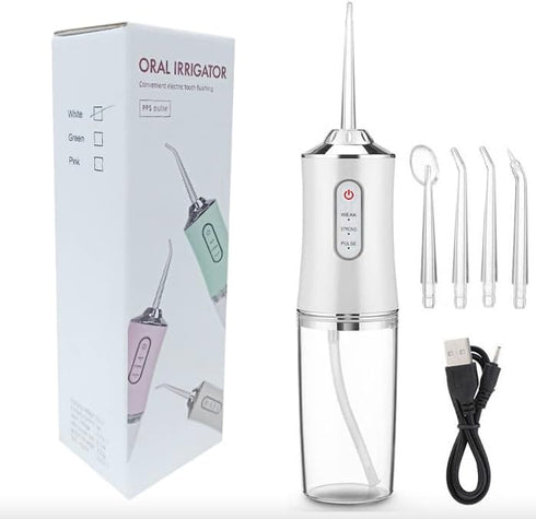 Dental Flosser Water Jet Oral Irrigator, Portable Rechargeable, Multiple Pressure Modes for Teeth and Braces