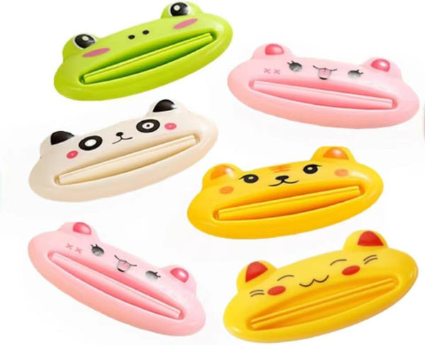 LNYMZD 6Pcs Color Random Frog Tube Squeezers Toothpaste Dispenser Toothpaste Rolling Holder Animal