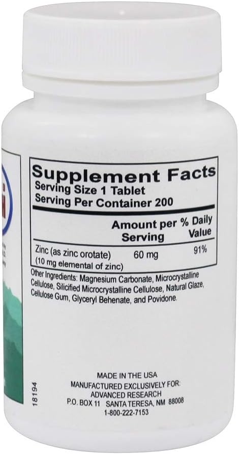 Zinc 60 mg - 200 Tablets for Health