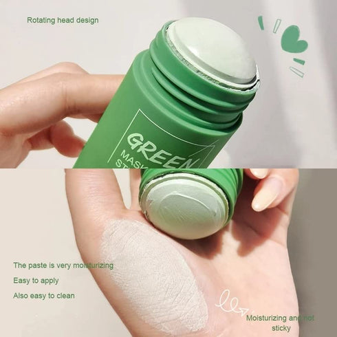 2PACK Girl Green Tea Solid Mask Stick, Deep Cleaning Mud Mask Stick for Oil Control and Anti-Acne Skin Care