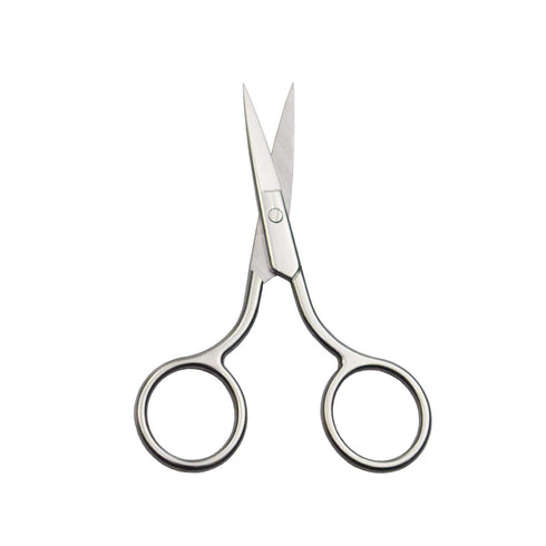 Silver Professional Stainless Steel Facial Hair Scissors for Men Moustache Beard Trimming Grooming - Safety Use for Eyebrows Eyelashes Nose and Ear Hair