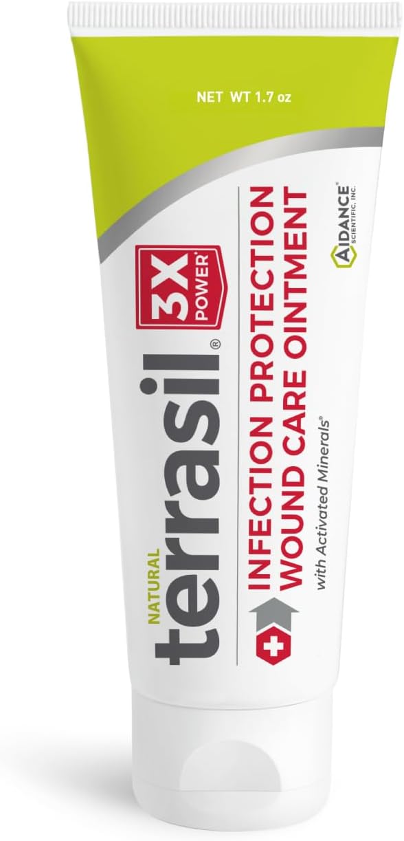 terrasil Wound Care 3X Ointment, Infection Protection for Bed Sores, Cuts, Scrapes, & Burns, 1.7oz