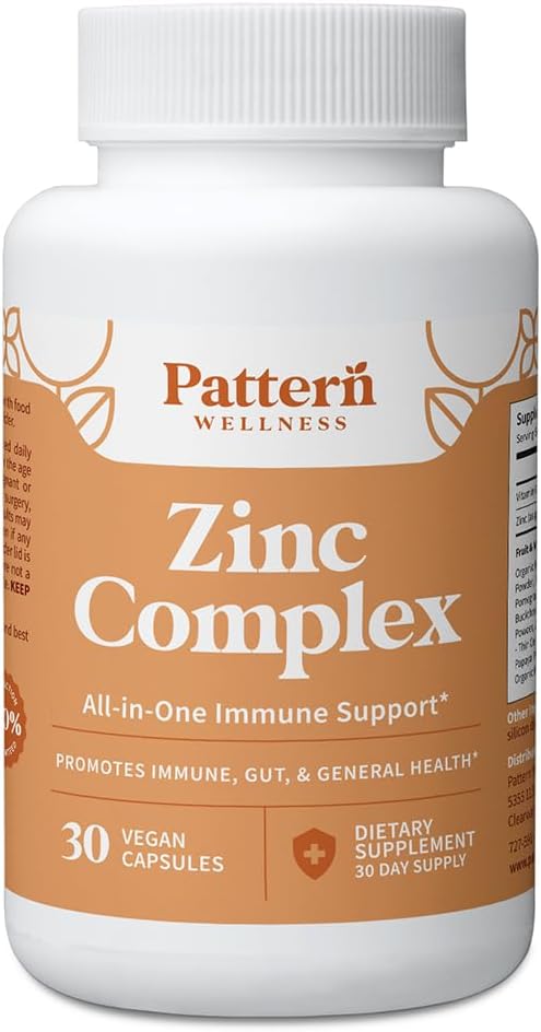 Pattern Wellness Zinc Complex Supports Immune, Skin & Digestive Health High Absorption