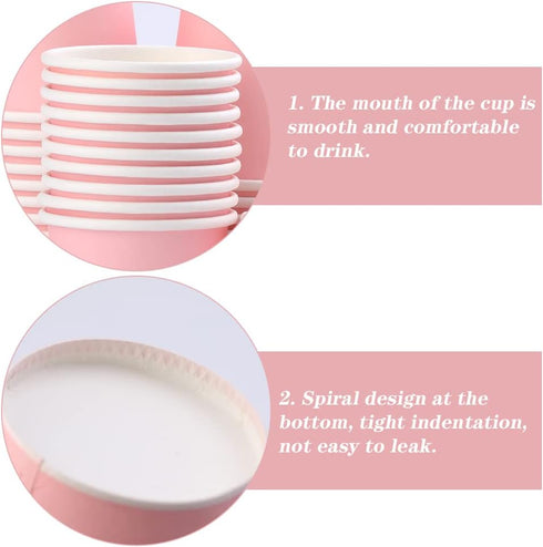 Bathroom Paper Cups 3oz - 50 Count Disposable Mouthwash Cups, Pink Small Cups for Mouthwash, Espresso, Medicine
