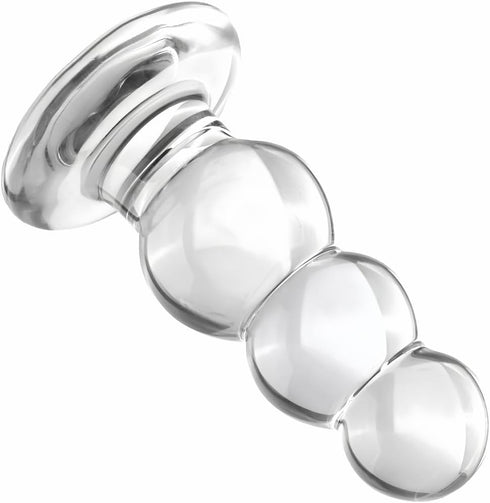 Transparent Anal Beads Butt Plug Adult Toys Masturbators Sex Tools with Safety Bottom, Glass Anal Plug Dildo