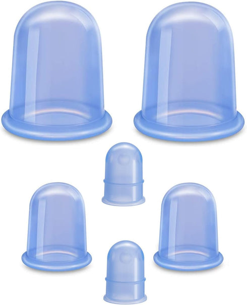 Silicone Cupping Therapy Sets (6-Pc Kit) - Included 2 Pcs Facial Suction