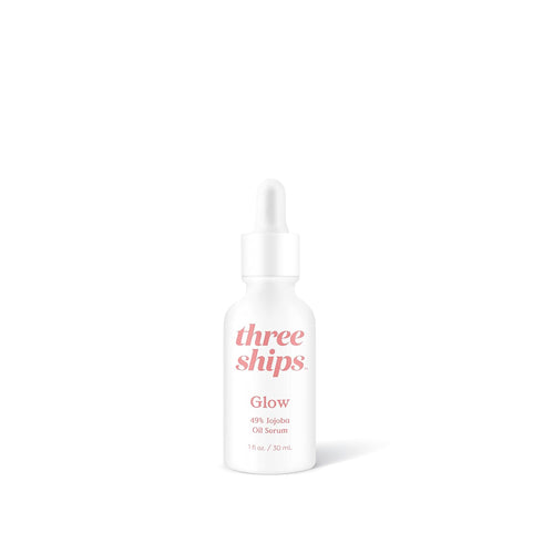 Three Ships Glow Jojoba Oil Serum | Vegan Facial Serum Hydrates, Corrects + Balances Skin | 30mL, Intensive Natural