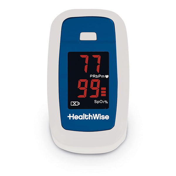 HealthWise Pulse Oximeter - Blood Oxygen Saturation Monitor with Lanyard and Batteries for Portable Spot-Check