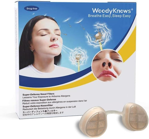 WoodyKnows Super-Defense Nasal Filters - Seasonal Allergies and Pollution Aid, Protection for Public Transportation