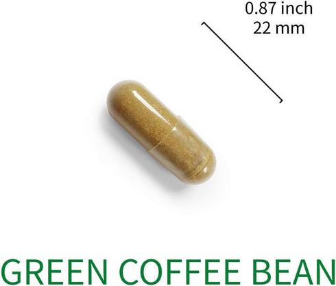 Green Coffee Bean Extract - Natural Antioxidant, High Potency 1600mg Equivalent, Vegan-Friendly Dietary Supplement (60