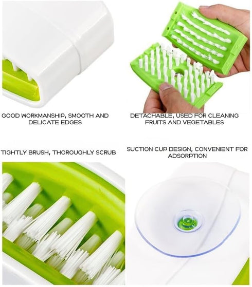 Suction Cup Knife Cleaning Brush Double-Sided Kitchen Scrubber for Cutlery, Chopsticks, Fruits Creative Sink Brush