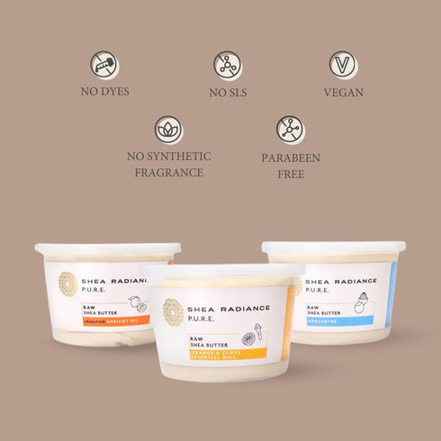 Shea Radiance P.U.R.E Raw Shea Butter | 100% Natural & Unrefined Body Butter | 9 oz | Soothes, Softens, Moisturizer