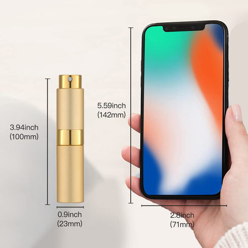 LISAPACK 8ML Atomizer Perfume Spray Bottle for Travel, Empty Refillable Cologne Dispenser, Gold