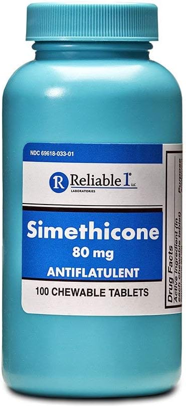 Reliable 1 Simethicone 80mg Anti-Gas Tablets, 100 Peppermint Tablets, 1 Bottle