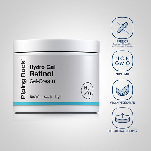 Piping Rock Retinol Cream for Face, 4 oz Hydro Gel Moisturizer for Skincare