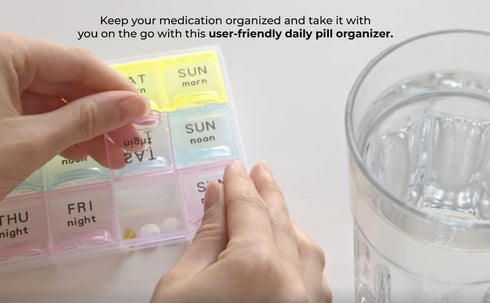 Inspiration Industry |7-Day Weekly Pill Organizer with Snap Lids Morn/NOON/Night |for Pills, Vitamin.