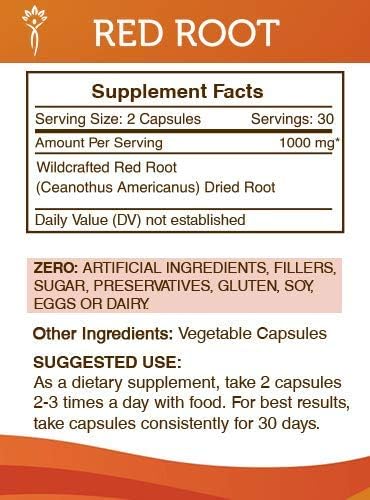 Secrets of the Tribe Red Root, 60 Capsules, 1000 mg Wildcrafted Dried Bark (Ceanothus Americanus)