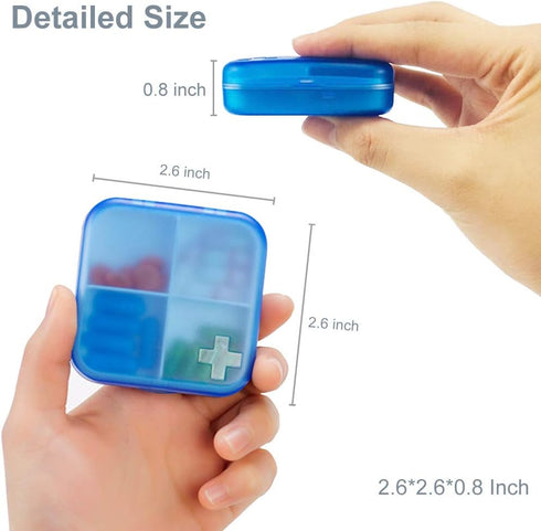 2 Pack Portable Travel Pill Organizer Case, Cute Small Daily Pill Box BPA Free Plastic Medicine Holder Container (4
