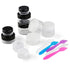 Accmor 10 Pieces Makeup Travel Containers with Lids 3/5/10/15/20 Gram Size Cosmetic Jars with 5 Pieces Mini Spatulas for Gift(White Color)
