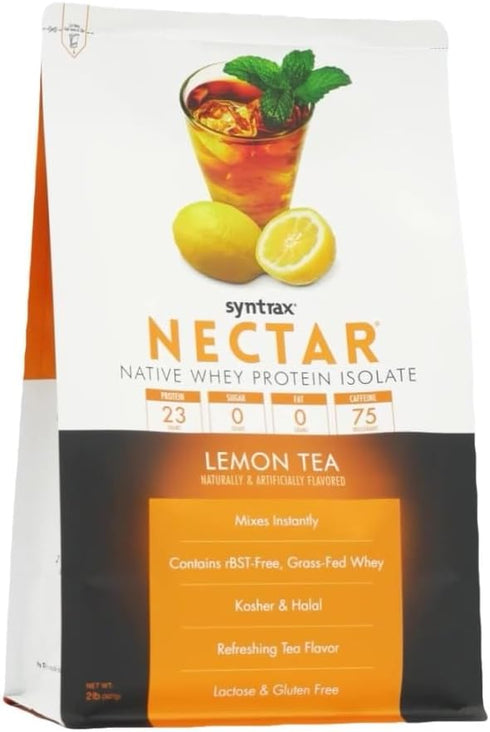 Syntrax Nutrition Nectar, 100% Whey Isolate Protein Powder, Lemon Tea, 2 lbs, Refreshing Fruit Flavor