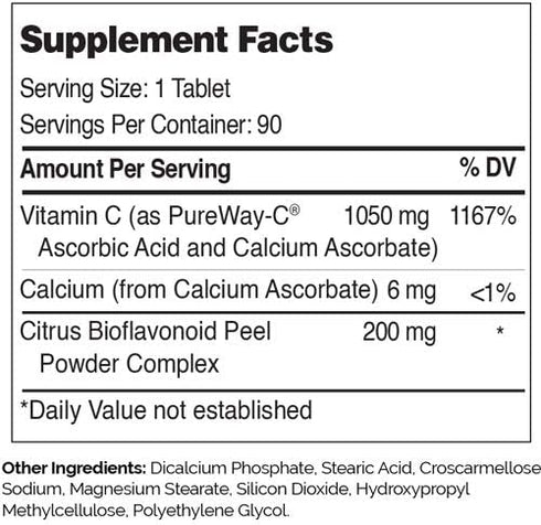 Zahler Pureway C 1000 mg, Advanced Vitamin C Supplement, 90 Tablets, Certified Kosher