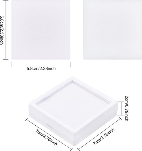 BENECREAT 6Pcs White Gemstone Display Box with Clear Window, Gift Boxes for Jewelry, Diamond Packing (2.8"x2.8"x0.8")