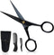 Ontaki 5" Professional German Beard & Mustache Scissors with 2 Comb & Carrying Pouch - Black Facial Hair Grooming Kit