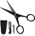 Ontaki 5" Professional German Beard & Mustache Scissors with 2 Comb & Carrying Pouch - Black Facial Hair Grooming Kit