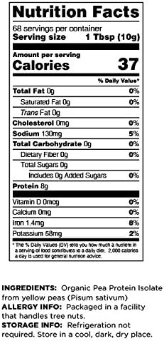 Terrasoul Superfoods Organic Pea Protein - 3 Pounds of Plant-Based Protein