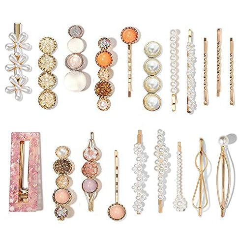 Mehayi 20 PCS Pearls Hair Clips Fashion Korean Style Acrylic Resin Hairpins for Women and Girls Headwear Accessories