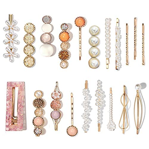 Mehayi 20 PCS Pearls Hair Clips Fashion Korean Style Acrylic Resin Hairpins for Women and Girls Headwear Accessories