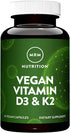 MRM Nutrition Vegan Vitamin D3 & K2, Bone + Immune Health, 60 Servings