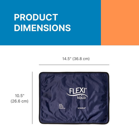 2 FlexiKold Gel Ice Packs (Standard Large: 10.5" x 14.5") for Injuries, Reusable, Back Pain Relief - 2PK
